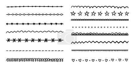 Illustration for Line border and text design element. Set of hand drawn lines and dividers. Vector doodle design elements. - Royalty Free Image