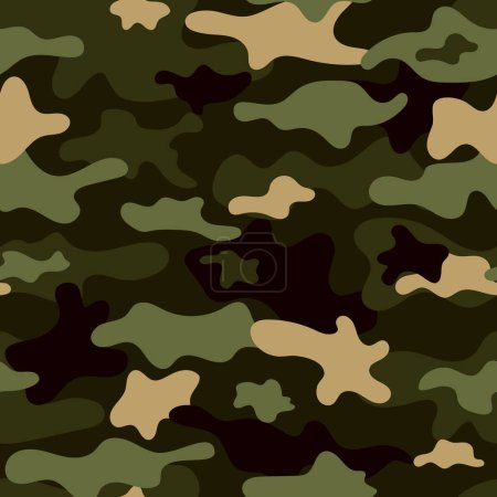 textura camuflaje militar se repite sin costuras. Camuflaje verde plantilla militar vector de fondo