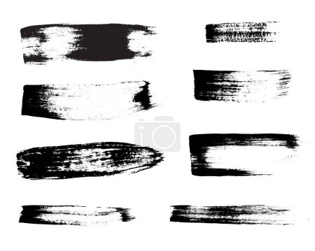 Illustration for Ink brush stroke collection. artistic grungy black paint hand made creative brush stroke set i - Royalty Free Image