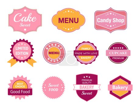 Collection of vintage retro bakery logo badges and labels. Frames Grunge Design. Icon Art Vector. Old Style.
