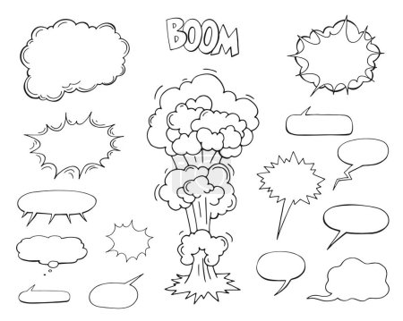 Photo for Empty comic bubbles and elements. Cartoon pop art expression speech cloud illustration. - Royalty Free Image