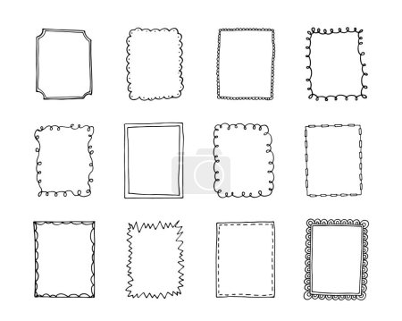 Photo for Hand drawn frames. Isolated on white background. - Royalty Free Image