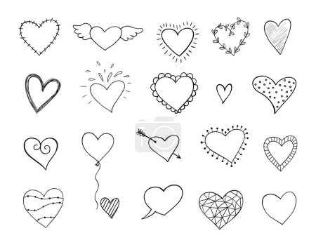 Photo for Collection set of hand drawn scribble hearts isolated on white background - Royalty Free Image