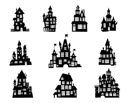 Photo for Princess castle silhouettes set. Castles silhouettes set. Building of the medieval period - Royalty Free Image