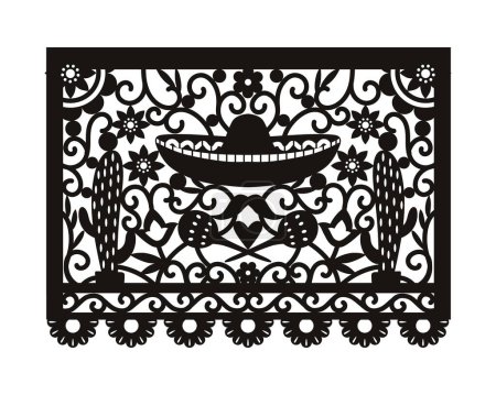 Photo for Papel Picado Laser cut template. - Royalty Free Image