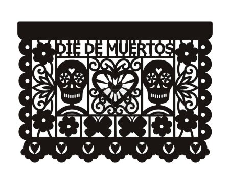 Photo for Mexican paper decorations - Papel Picado Laser cut template. - Royalty Free Image