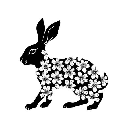 Bunny design element. Illustration for postcard, poster, sticker, pattern