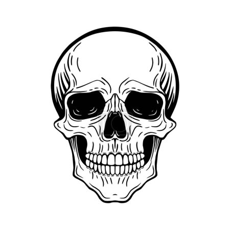 Photo for Graphic drawing of a skull, black and white illustration, design element for Halloween - Royalty Free Image