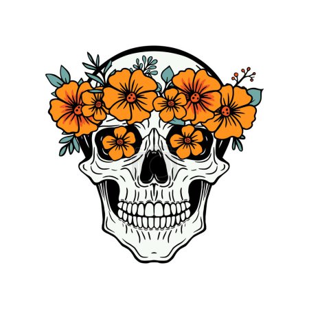 Photo for Skull in a wreath, beautiful illustration, T-shirt print idea - Royalty Free Image