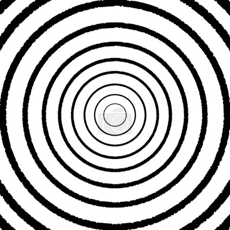 Psychedelic background, black hypnotic circles on white background. Black white background