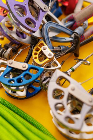climbing equipment. Camalot and rope. equipment for organizing insurance during mountaineering. mountaineering and climbing.