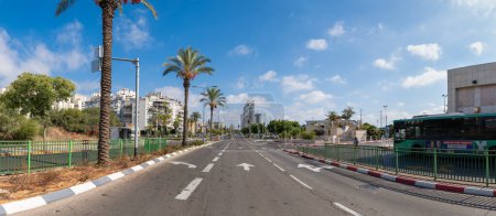Photo for Rishon Lezion, Israel - September 25, 2023: Panoramic view of a street empty of cars during the holiday of Yom Kippur in Israel. - Royalty Free Image
