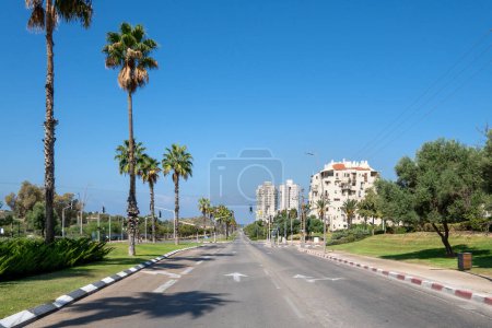 Photo for View of a street empty of cars during the holiday of Yom Kippur in Rishon Lezion, Israel. - Royalty Free Image