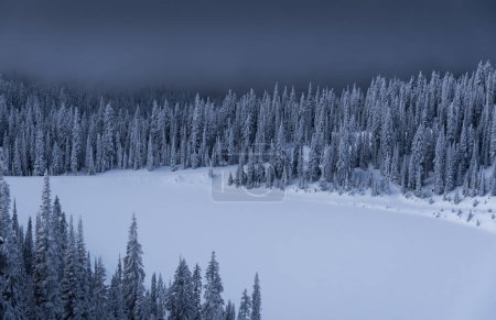 Foto de Vista blanca y oculta del lago congelado en BC - Imagen libre de derechos