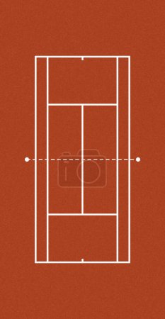 Illustration of a clay tennis court seen from above.