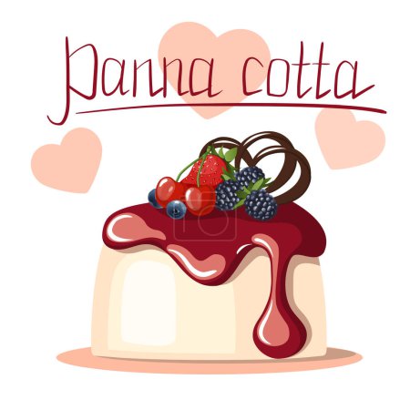 Illustration for Vector hand drawn illustration of  an italian dessert Panna cotta - Royalty Free Image
