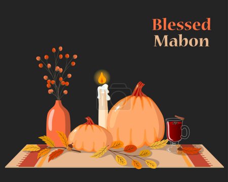 Téléchargez les illustrations : Vector illustration of the autumn harvest pagan holiday Mabon - en licence libre de droit