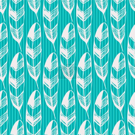 Illustration for Corrugated aquamarine seamless vector pattern with bird feather - Royalty Free Image