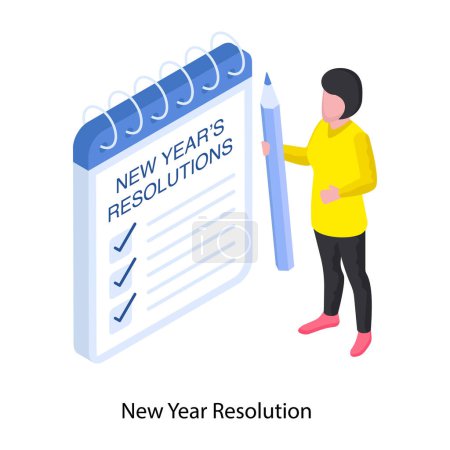 Téléchargez les illustrations : Une illustration design unique des résolutions de la nouvelle année - en licence libre de droit
