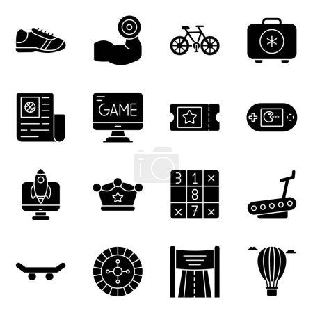 Illustration for Pack of Sports and Outdoor Games Solid Icons - Royalty Free Image