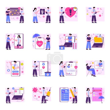 Illustration for Pack of Healthcare Flat Illustrations - Royalty Free Image