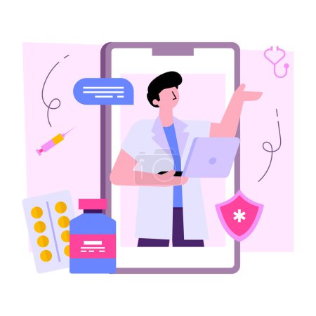 Unique design illustration of online doctor consultation