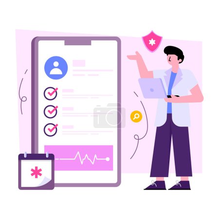 Illustration for Premium download illustration of mobile patient card - Royalty Free Image
