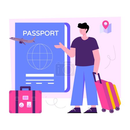 Illustration for Flat design illustration of passport - Royalty Free Image
