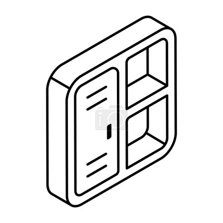 Ilustración de Un icono de librería en diseño isométrico lineal disponible para descarga instantánea - Imagen libre de derechos