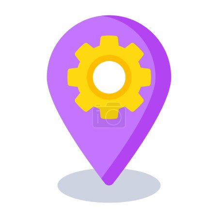 Téléchargez les illustrations : Gear inside pointer, icon of location setting - en licence libre de droit