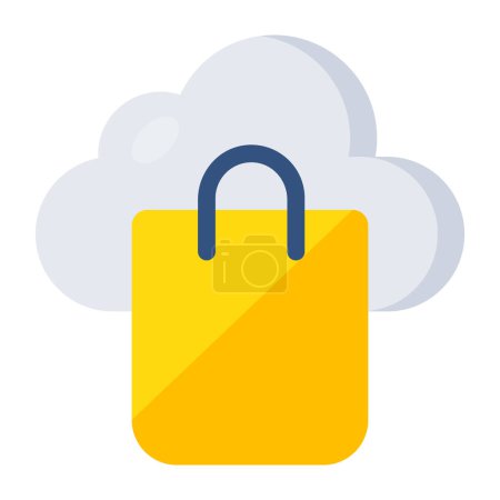 Illustration for An editable design icon of cloud bag - Royalty Free Image