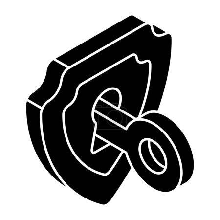 Ilustración de An editable design icon of key shield - Imagen libre de derechos