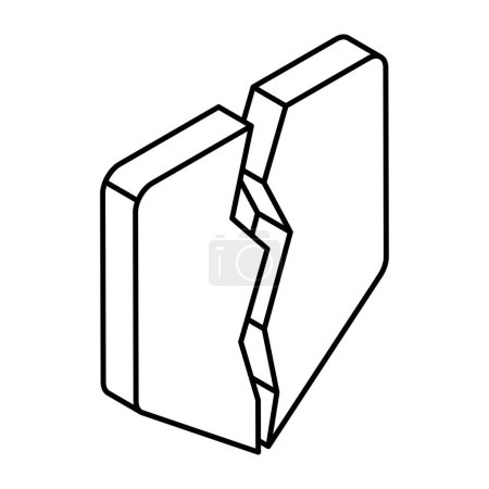 Ilustración de An editable design icon of cracked shield - Imagen libre de derechos