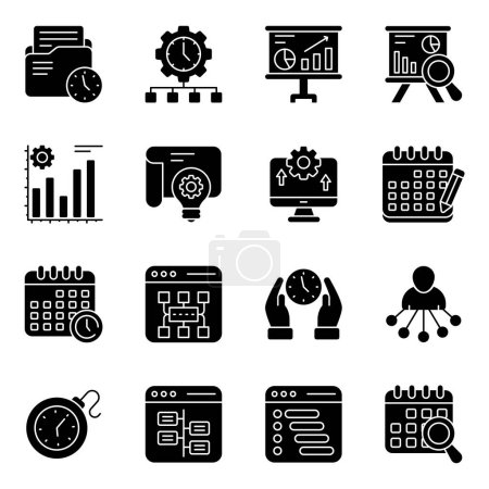 Illustration for Pack of management solid icon. You can edit it, change colors and modify the icon so easily according to your needs. So what are you waiting for? Buy now and start using these awesome icons! - Royalty Free Image