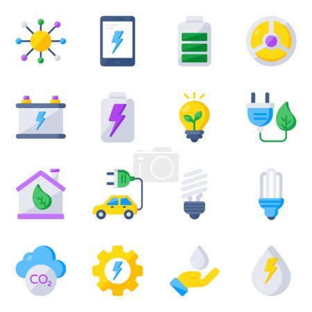 Téléchargez les illustrations : Check out this set of ecology icons. All icons in this set are designed keeping in mind the related theme. Download this flat icons set for your upcoming projects. - en licence libre de droit