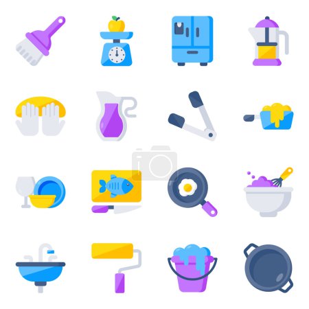 Illustration for Are you ready to get this kitchen tools flat icon pack, a cool pack with detailing for each icon. Fully editable in size and shape, vectors are worth holding for advertisement and related projects. Happy designing. - Royalty Free Image