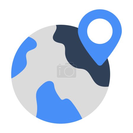 Pin with globe denoting concept of global location icon 