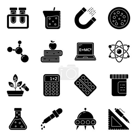 Illustration for Science icons set is designed with love of detail and quality. It is ideal for working with sites, applications and interfaces. Set is completely vector and easy to edit. - Royalty Free Image