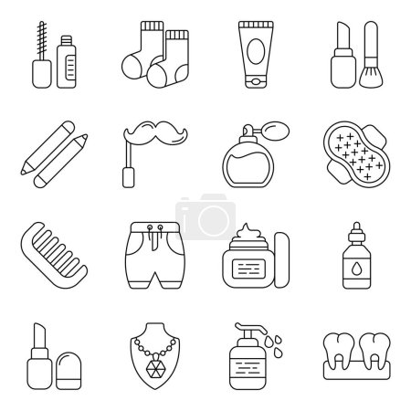 Illustration for Design with the brush of perfection. Create your beauty blogs with this makeup accessories icons set. These vectors are a good match for design projects related to beauty, health and holistic well-being - Royalty Free Image