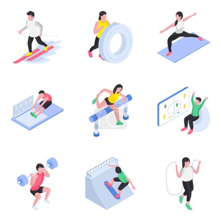 Illustration for Pack of Sports and Workout Flat Illustrations - Royalty Free Image