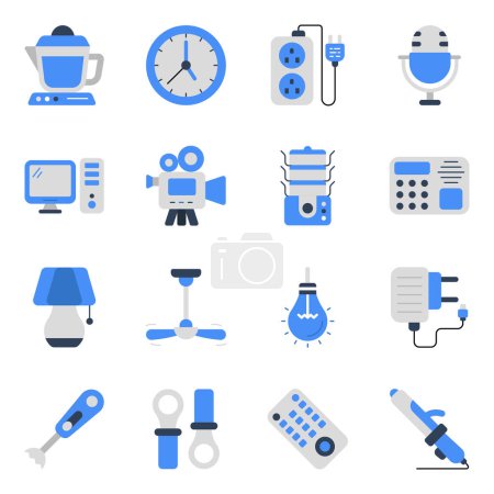 Illustration for Pack of Appliances and Hardware Flat Icons - Royalty Free Image