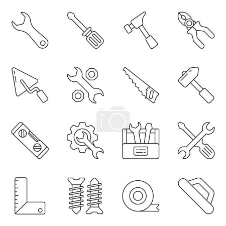 Ilustración de Conjunto de herramientas Iconos lineales - Imagen libre de derechos