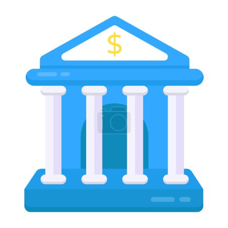 Illustration for Dollar on building showcasing bank building icon - Royalty Free Image
