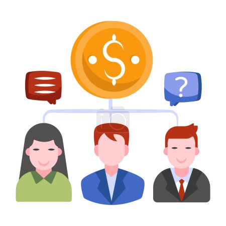 Ilustración de Dólar con avatares mostrando icono de los inversores - Imagen libre de derechos