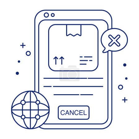 Téléchargez les illustrations : Une icône de conception unique de commande mobile annuler - en licence libre de droit