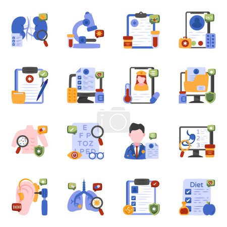 Illustration for Pack of Medical Flat Icons - Royalty Free Image