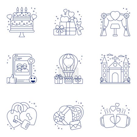 Illustration for Pack of Love and Dating linear Icons - Royalty Free Image