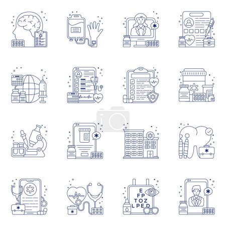 Illustration for Pack of Medical line Icons - Royalty Free Image