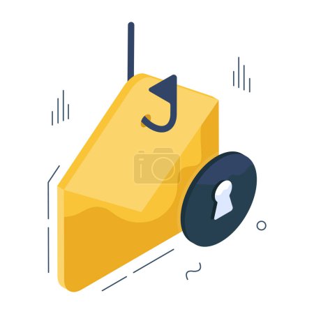 Ilustración de Un icono de diseño isométrico del phishing por correo - Imagen libre de derechos