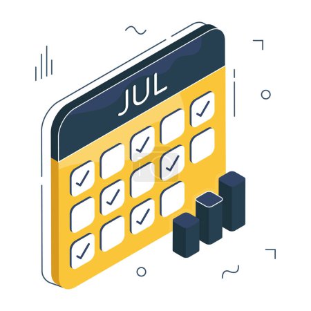 Illustration for Isometric design icon, calendar vector - Royalty Free Image